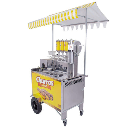 Carrinho de Churros Fritador Elétrico e Gás Masseira Lateral