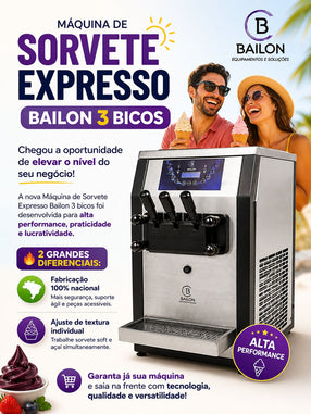 Máquina de Sorvete Expresso 3 Bicos Nacional