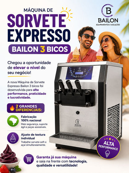 Máquina de Sorvete Expresso 3 Bicos Nacional