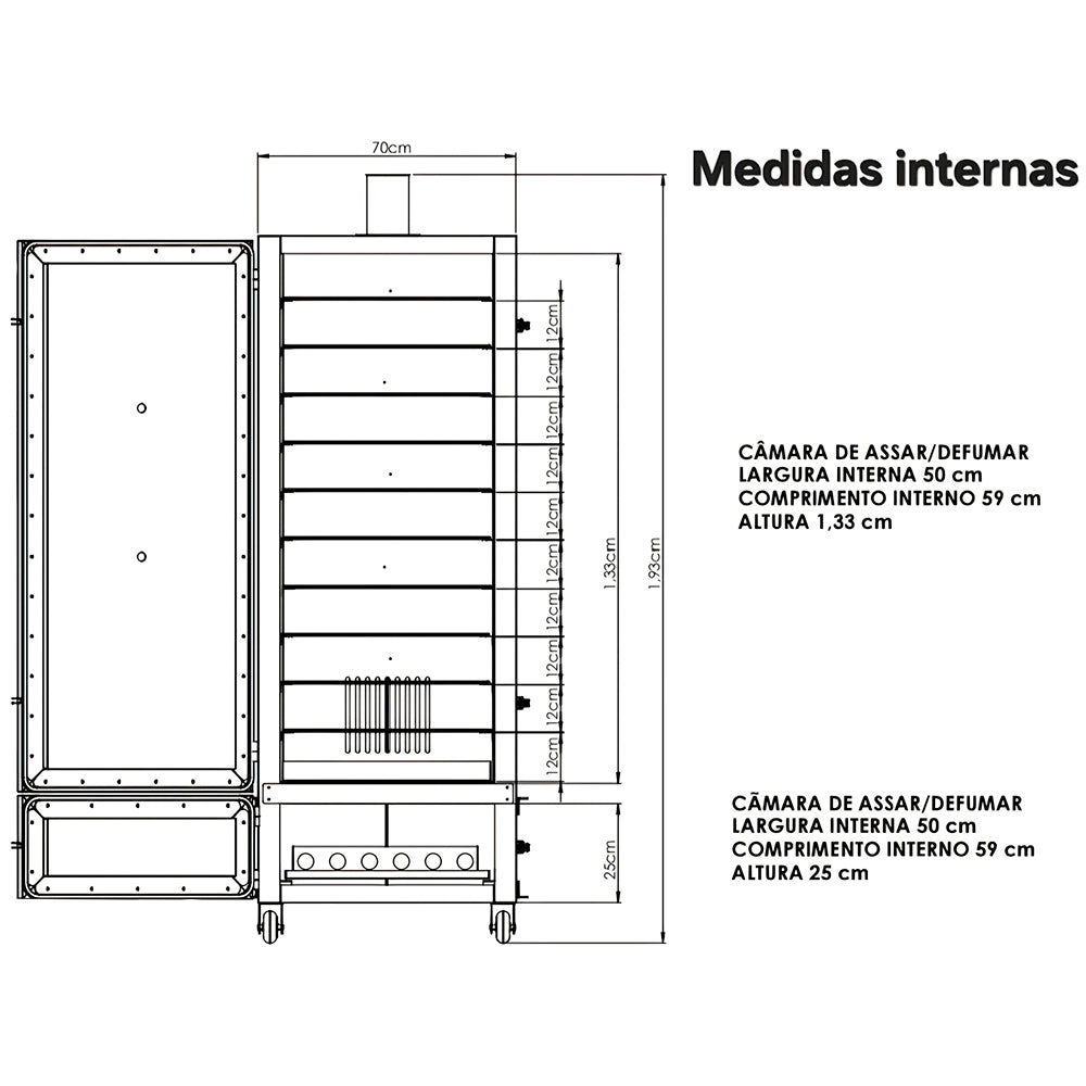 Pit Smoker Defumador Carne e Churrasqueira 100kg Comercial