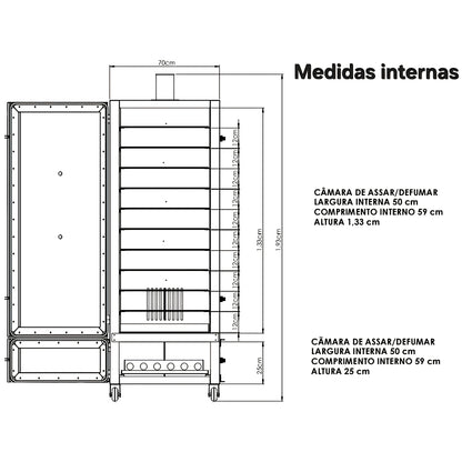 Pit Smoker Defumador Carne e Churrasqueira 100kg Comercial