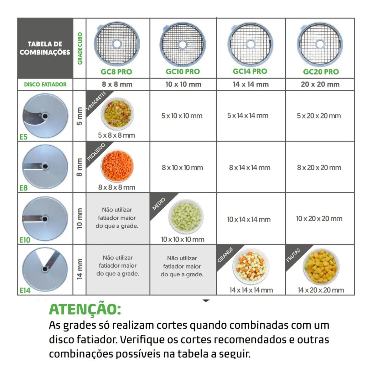 Grade Cubo e Discos Vinagrate, Frutas, Legumes PA7 Pro