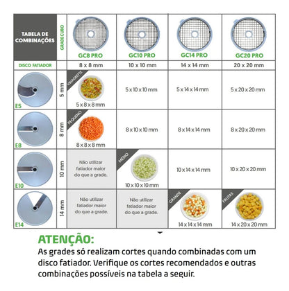 Grade Cubo e Discos Vinagrate, Frutas, Legumes PA7 Pro
