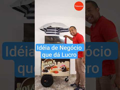 Carrinho para Bolo Doce Multiuso e Mostruário Inox Roda Pneumática